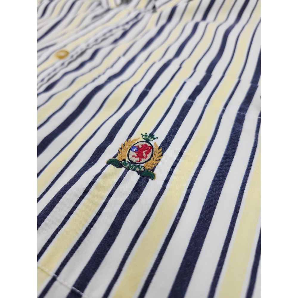 Vintage Bugle Boy Classics Mens Medium Striped Short Sleeve Button Down Shirt